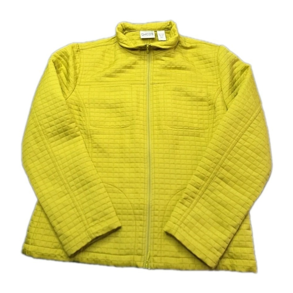 Chicos Jacket Womens XL Green Quilted Zip Front Lightweight Casual Size 0